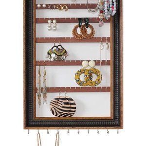 Wood Wall Mount Jewelry Holder for Earrings, Bracelets, Rings & Necklaces